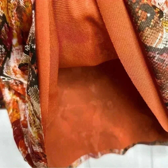 Tanjay Petite Blouse Mesh Ruffles 3/4 Length Sleeves V-Neck Orange Size Small - Picture 8 of 16